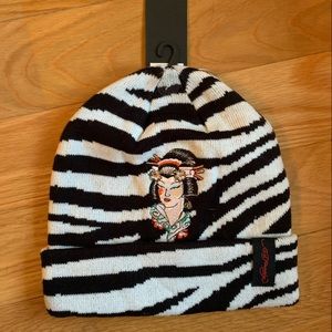 Ed hardy hat winter hat zebra hat graphic hat nwt new unique funky animal print